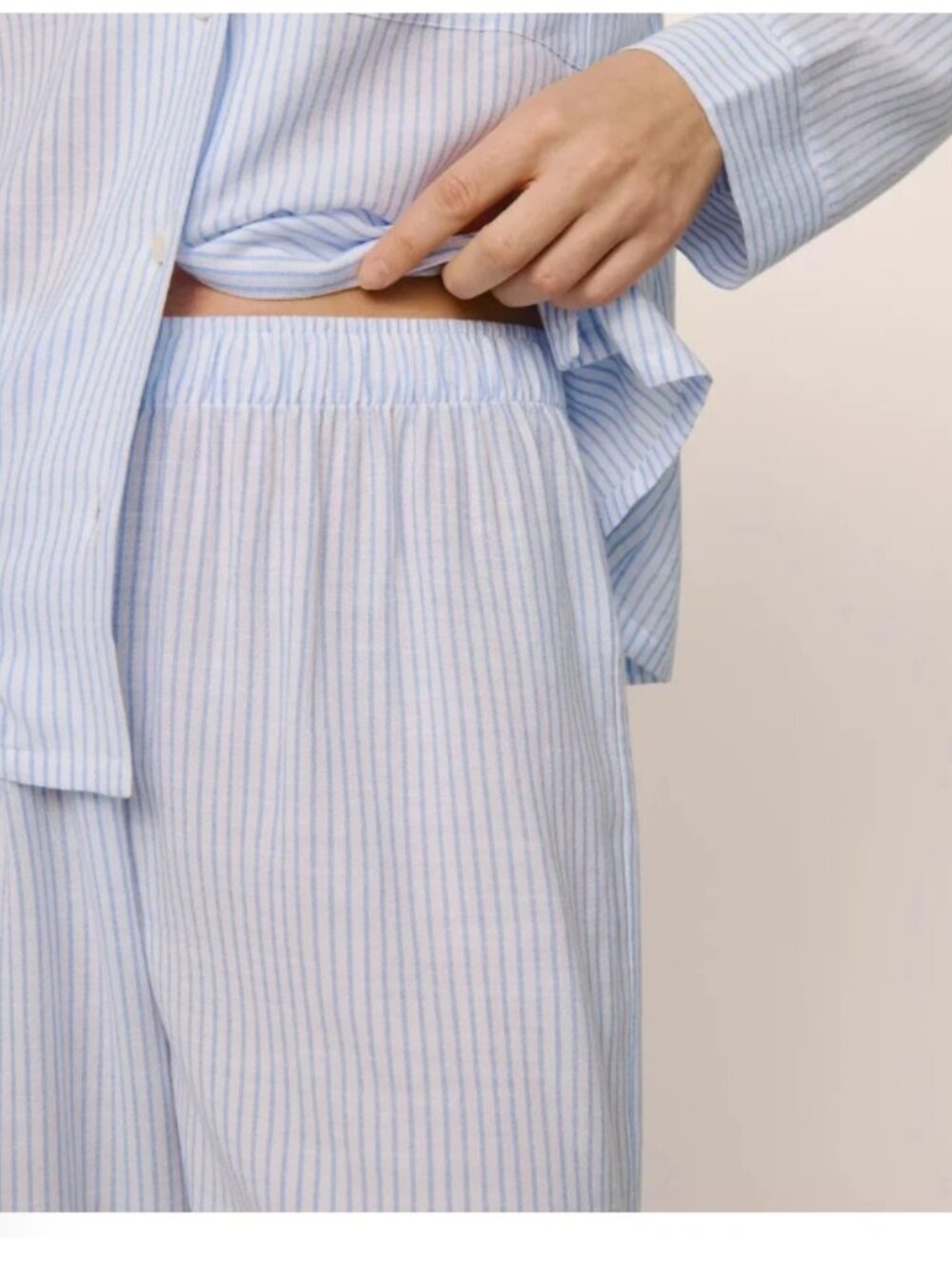 Eberjey Nautico Long Pajamas pants, White Cornflower M